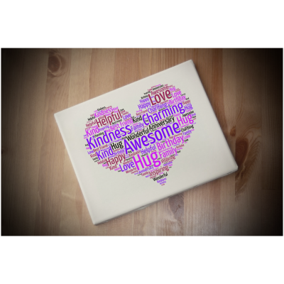 Personalised Love Heart A4 Print Word Art Gift Mothers Day, Teacher, etc