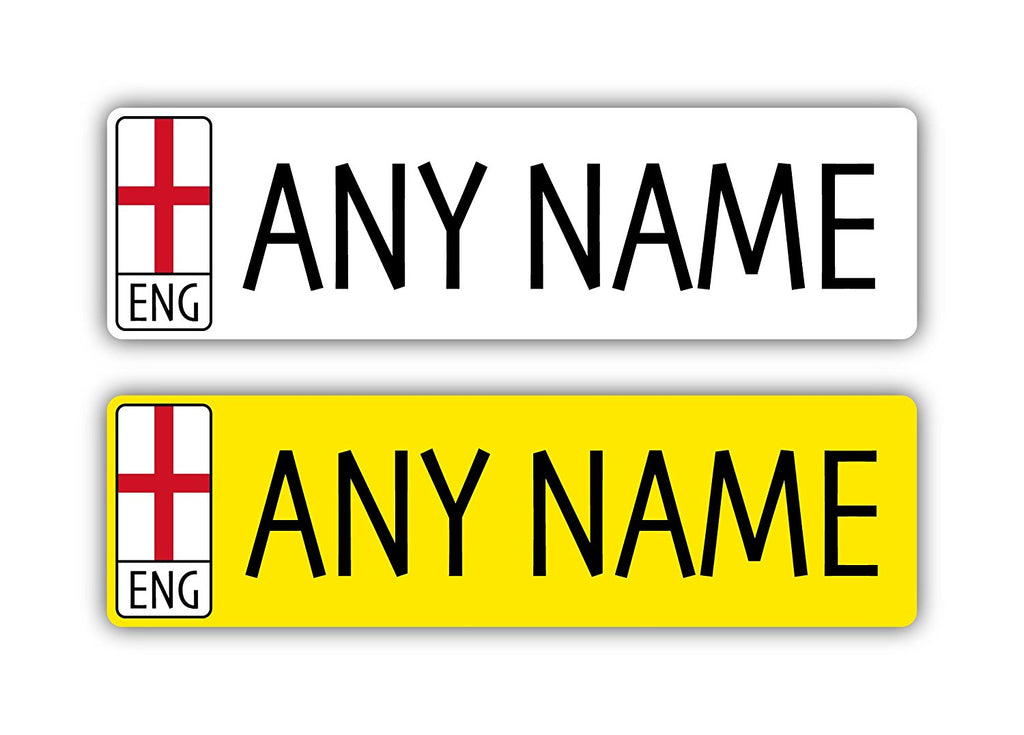 Kids Personalised Number Plates Front & Rear Vinyl Sticker Set