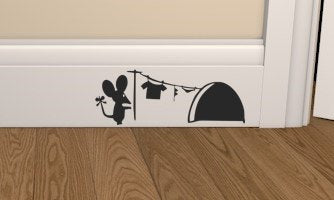 Mouse Hole Clothes Washing Line Skirting Board Vinyl Decal Sticker