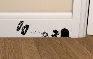 Star Wars Tie Fighter vs Mouse Skirting Board Vinyl Decal Sticker