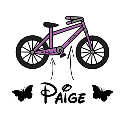 2x Girls Personalised Bike Frame Vinyl Decal Sticker Childs Kids Bicycle Name Trike