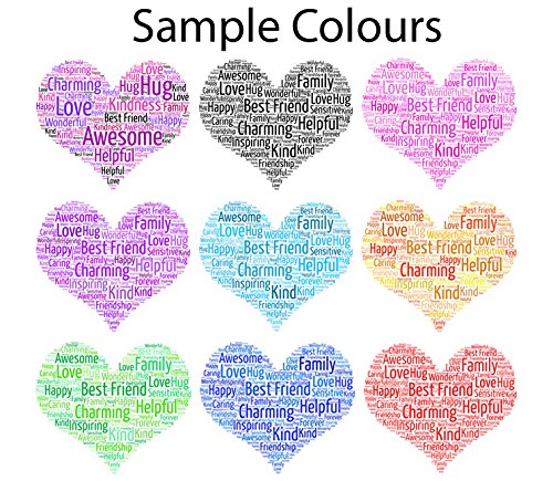 Personalised Love Heart A4 Print Word Art Gift Mothers Day, Teacher, etc