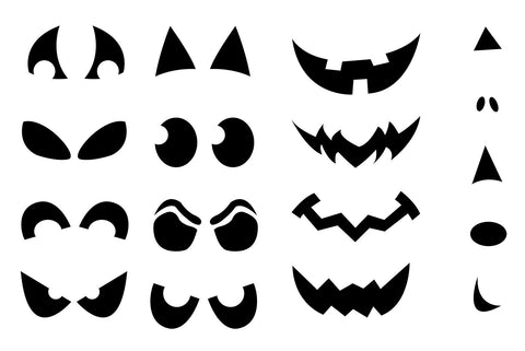 Halloween Pumpkin Face Vinyl Decal Sticker Templates Set Pack Cut Outs