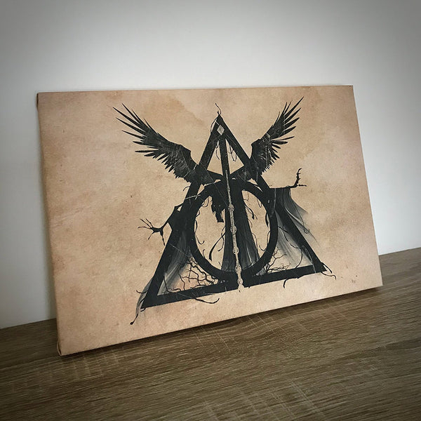 Harry Potter Inspired "The Deathly Hallows" Original Unique Artwork A4 Canvas Print