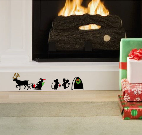 Epic Modz Christmas Mice Mouse Hole Removable Skirting Board Vinyl Decal Sticker
